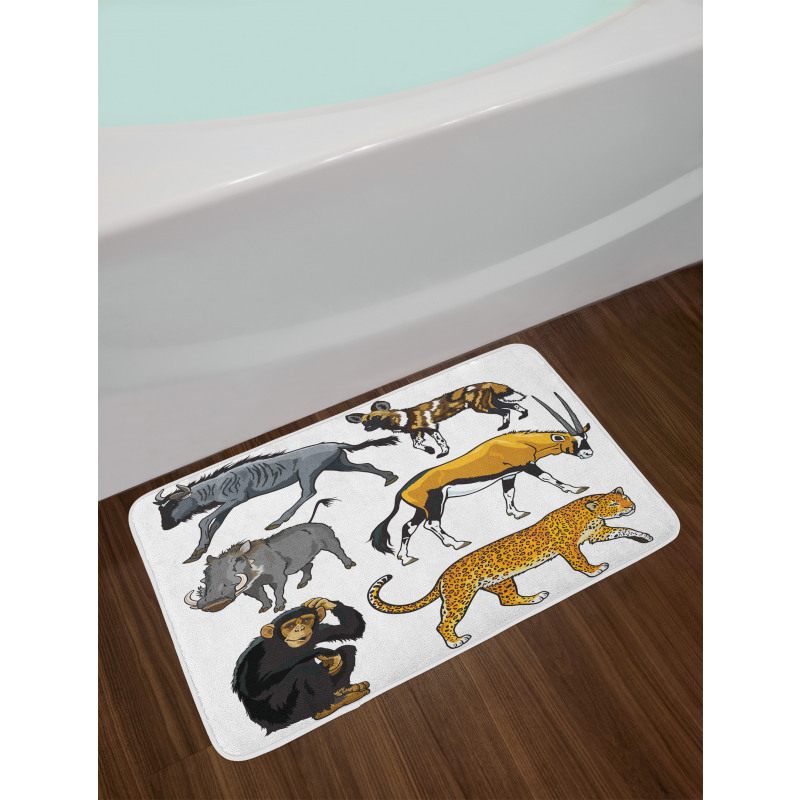 Cartoon Wild Animals Africa Bath Mat