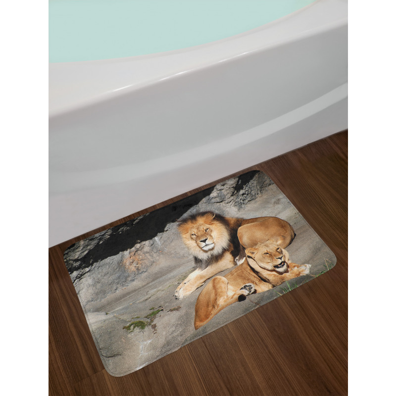 Lions Basking in Sun Jungle Bath Mat