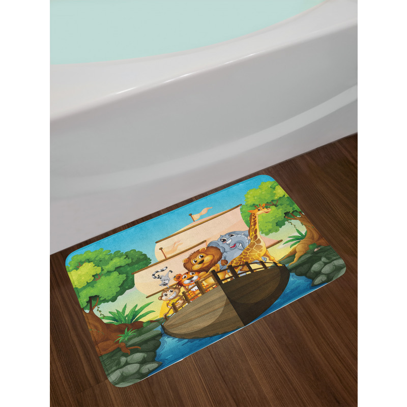 Floating Boat with Animals Bath Mat