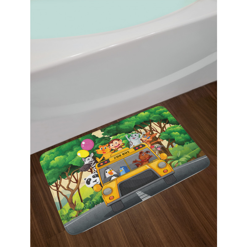 Animals Balloons Bus Travel Bath Mat