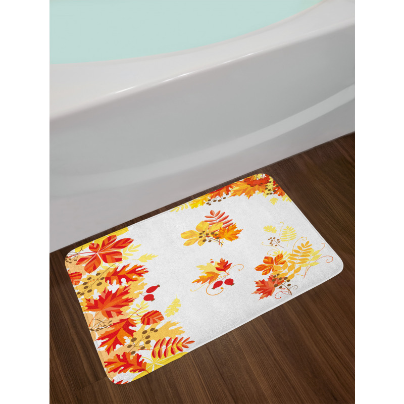 Tree Leaves and Berries Bath Mat