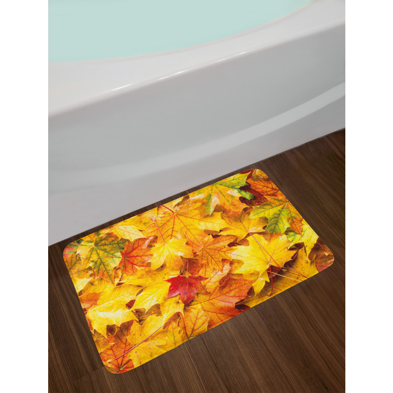 Wet Maple Leaves Nature Bath Mat