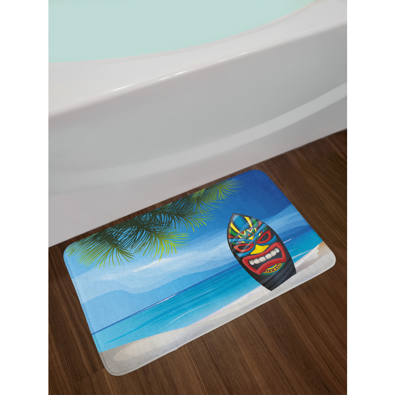 Tiki Surfboard Bath Mat