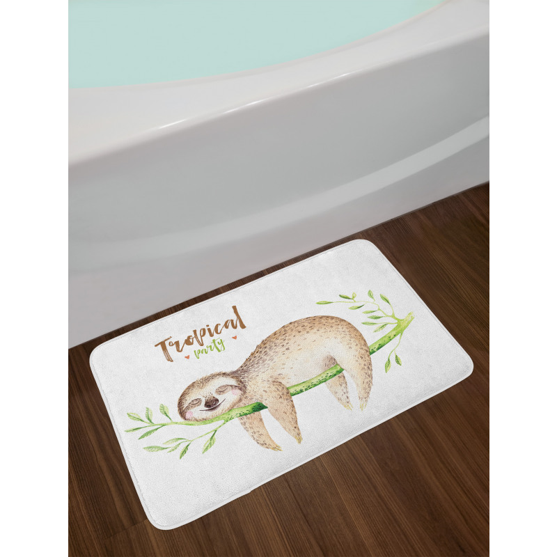 Young Animal on Palm Tree Bath Mat