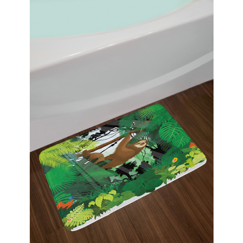 Vibrant Rainforest Plants Bath Mat