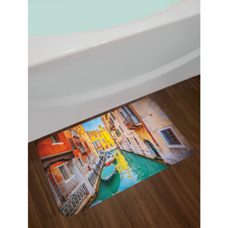 Vibrant Canal Gondolas Bath Mat