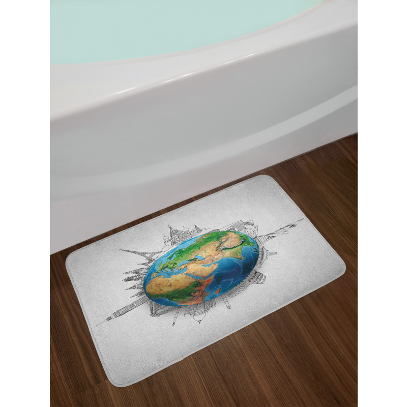 Realistic Globe Planet Bath Mat