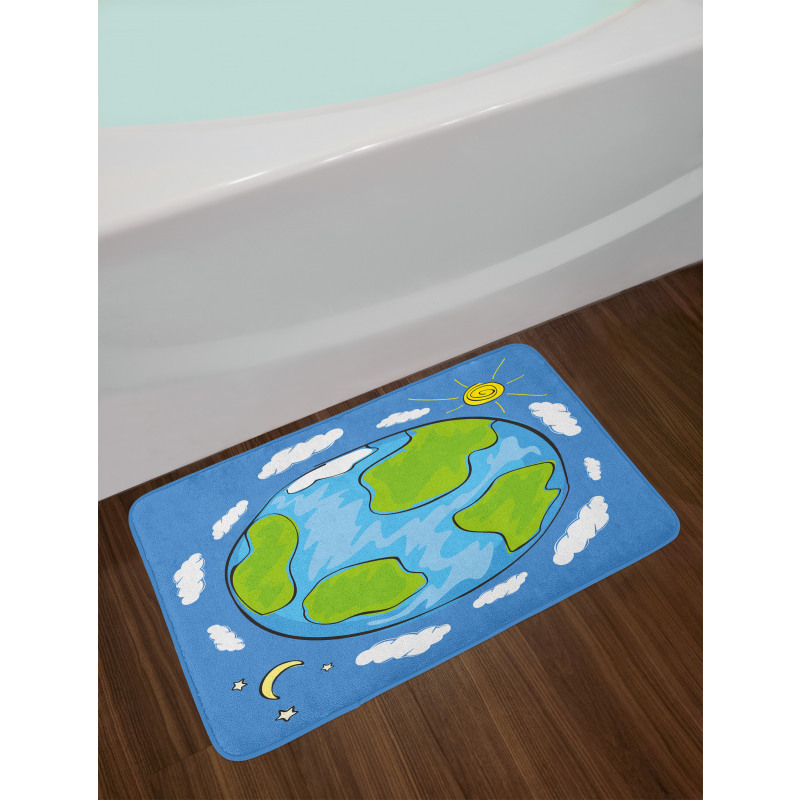 Kids Drawing of Planet Bath Mat