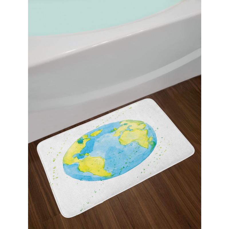 Watercolor Style Planet Bath Mat