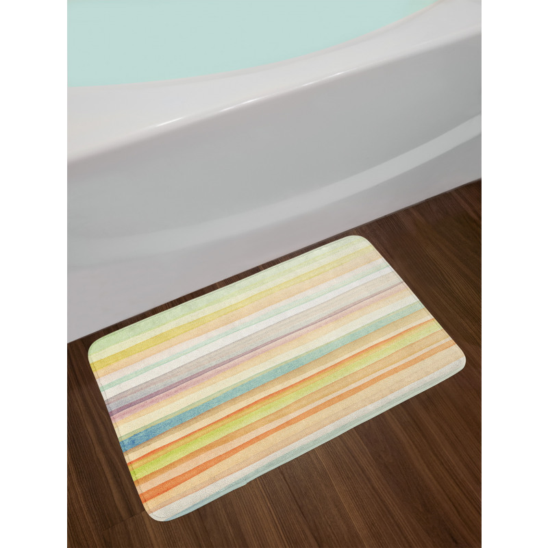 Stripes Watercolor Art Bath Mat