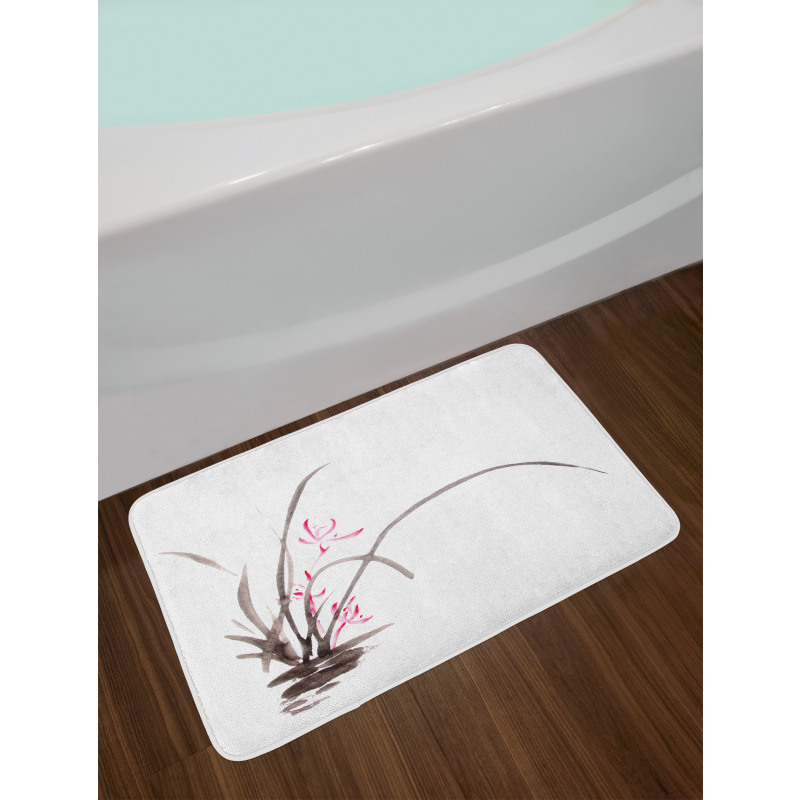 Traditional Ink Orchid Bath Mat