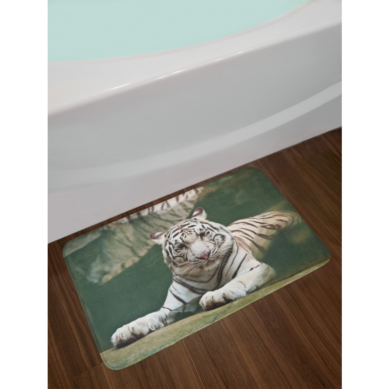 White Tiger Swimming Fun Bath Mat