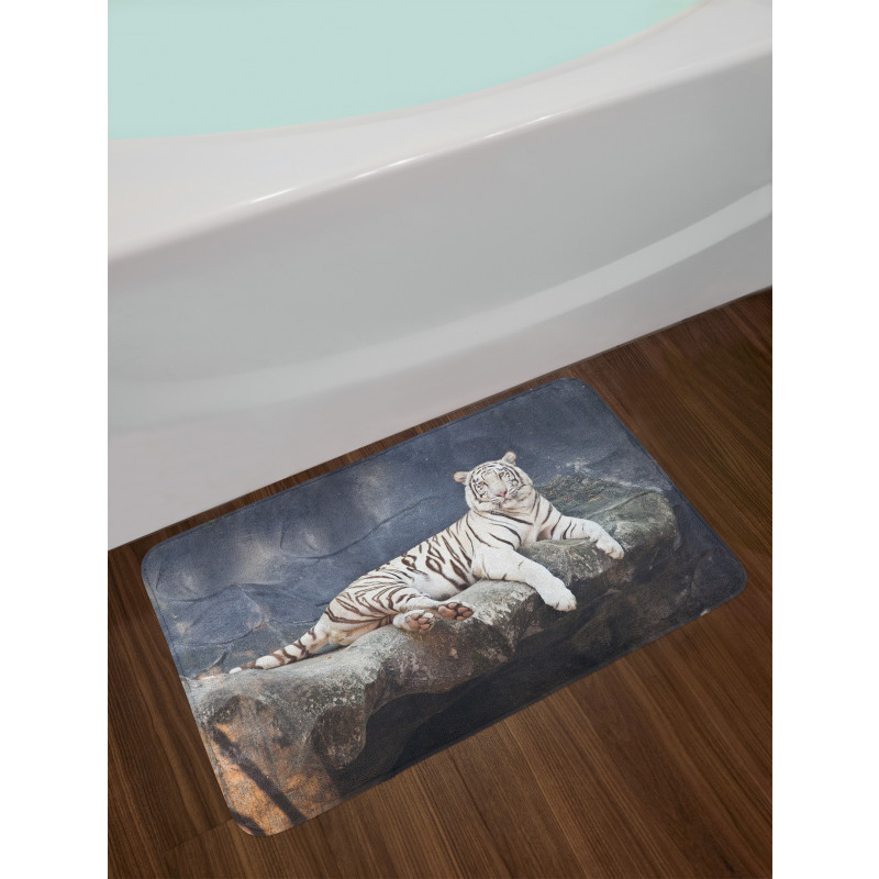 Wildlife Cat on the Rock Bath Mat