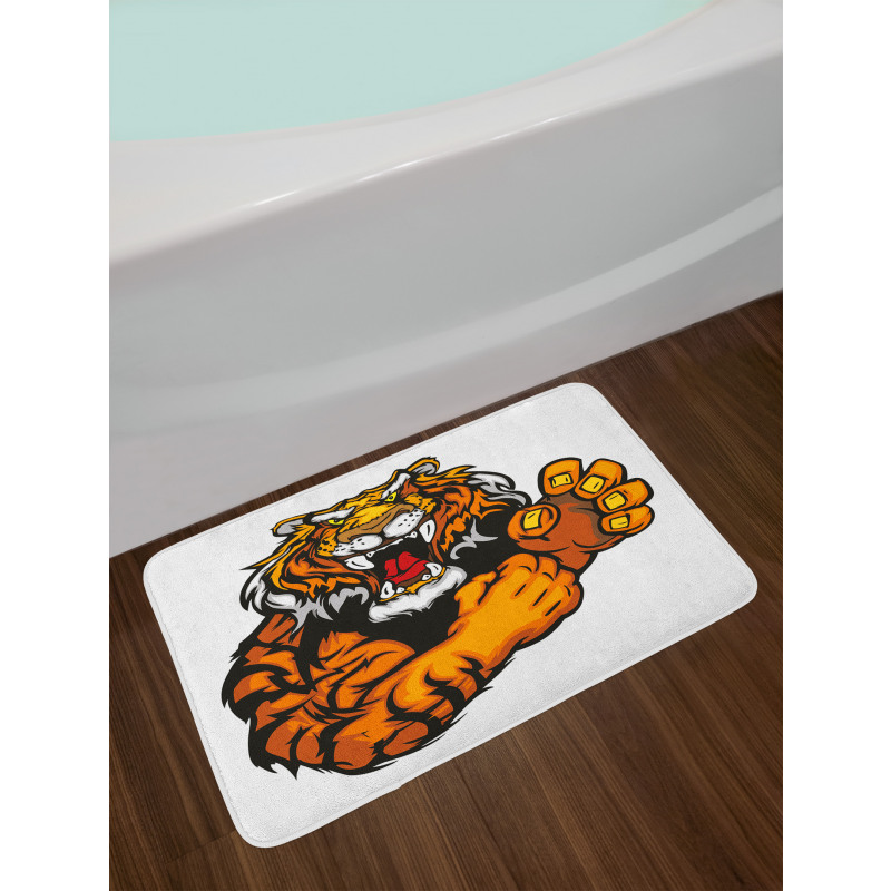 Cartoon Angry Wild Cat Bath Mat