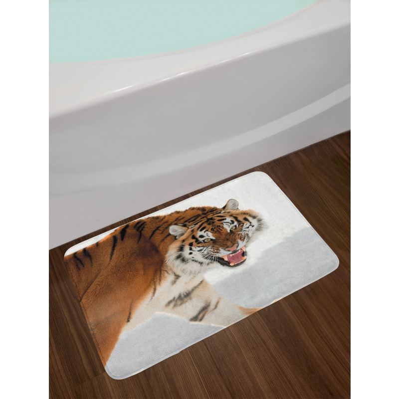 Panthera on Snow Close Bath Mat