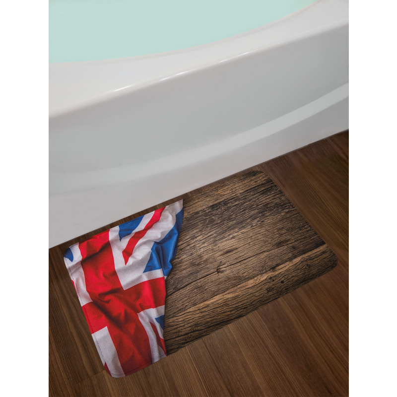 Flag on Oak Board Bath Mat