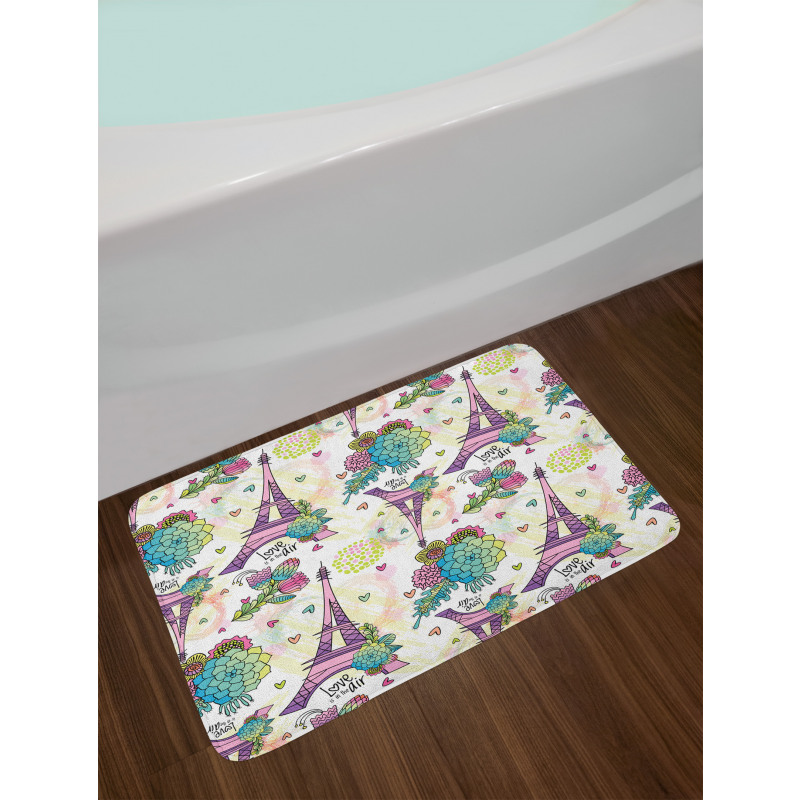 Flower Bouquets Hearts Bath Mat