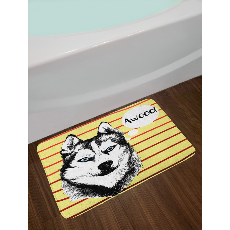 Husky Portrait Bath Mat