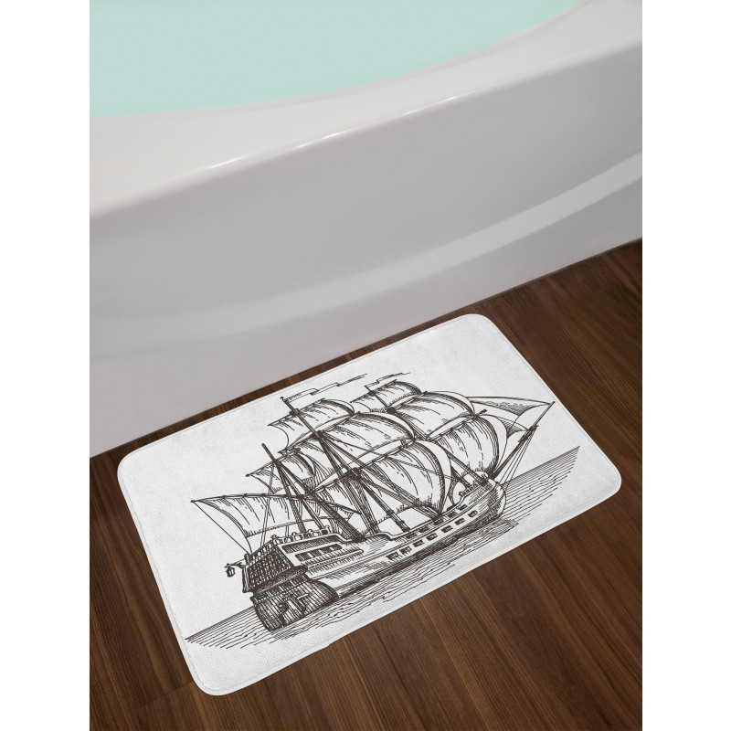 Retro Ship on Water Bath Mat