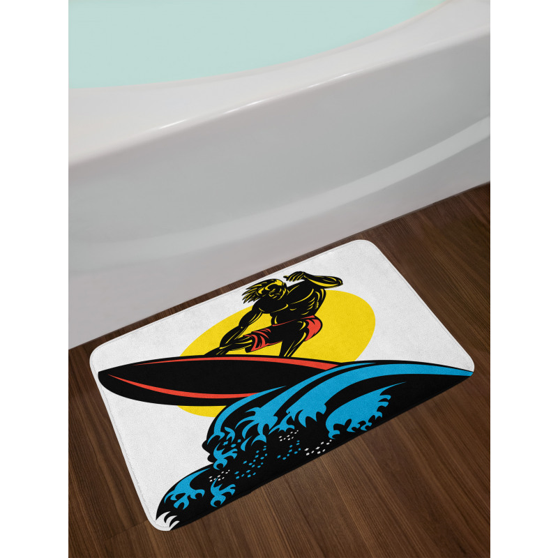 Man on Sea Waves Bath Mat