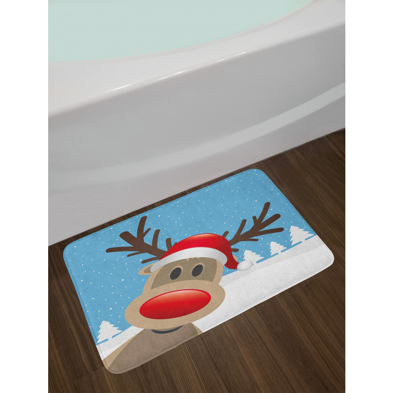 Reindeer Rudolph Hat Bath Mat