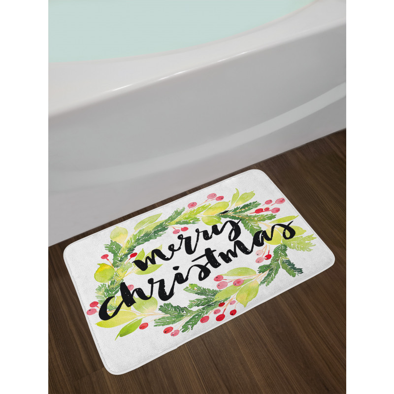 Watercolor Wreath Bath Mat