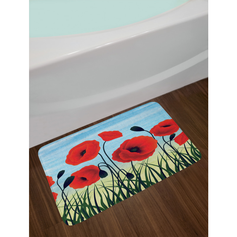 Digital Drawn Flower Bath Mat