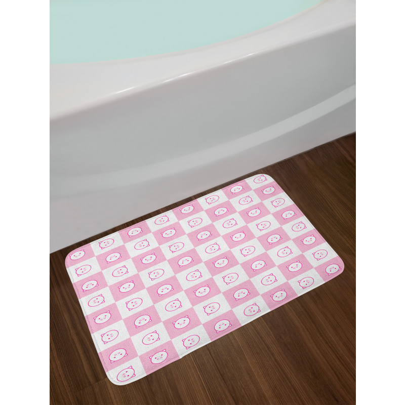 Funny Piggy Faces Bath Mat