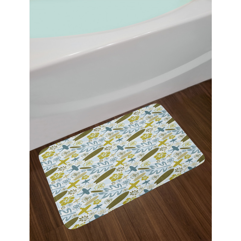 Summer Surfers and Plants Bath Mat