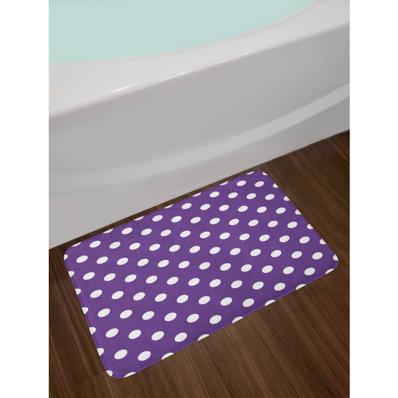 White Polka Dots Retro Bath Mat