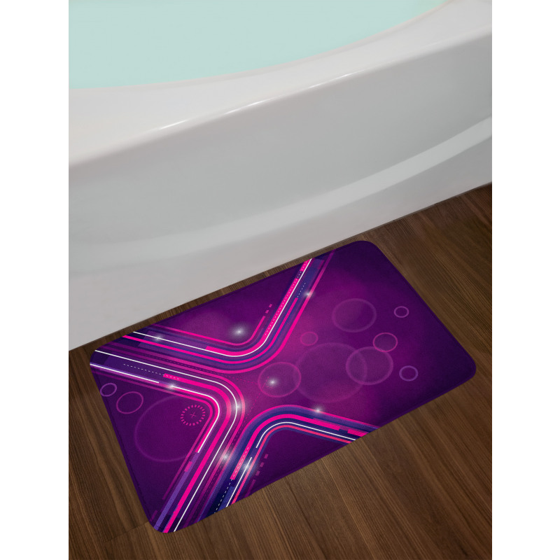 Purple Lines Circles Bath Mat