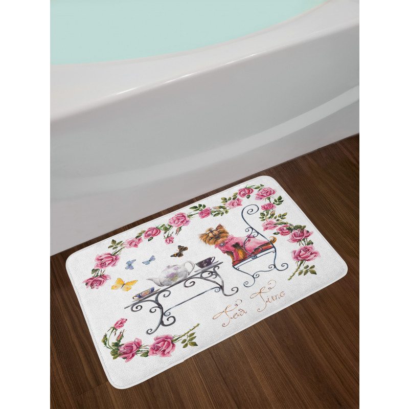 Terrier in Pink Dress Bath Mat