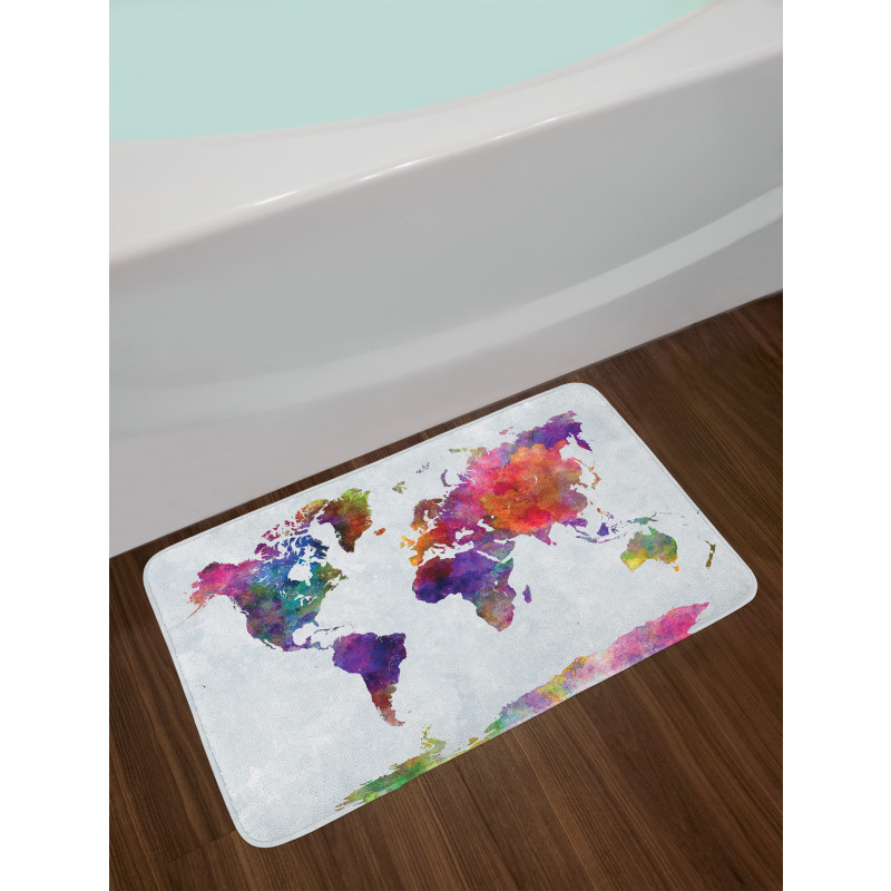 Colorful World Map Bath Mat