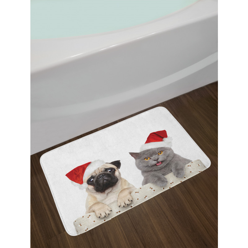 Christmas Themed Dog Photo Bath Mat