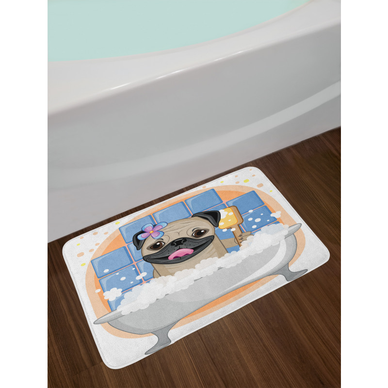 Dog Bath Caricature Funny Bath Mat