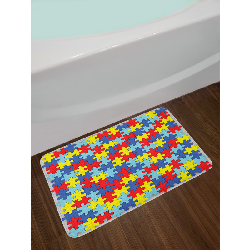 Colorful Puzzle Pieces Bath Mat