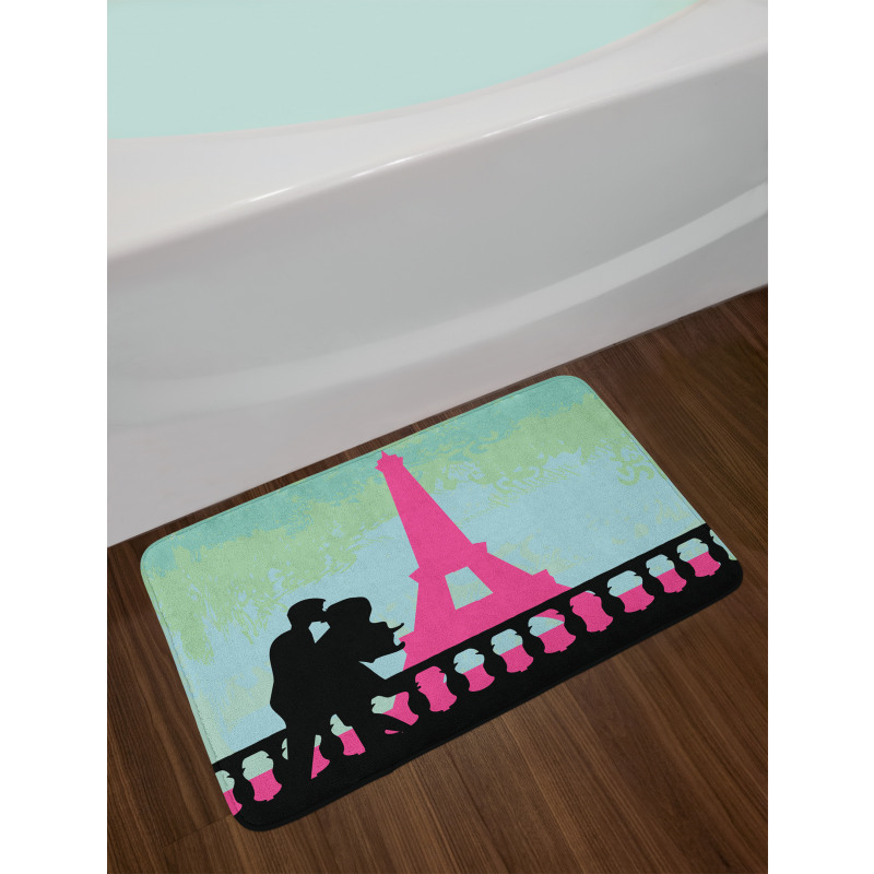 Hand Drawn Couple Kissing Bath Mat