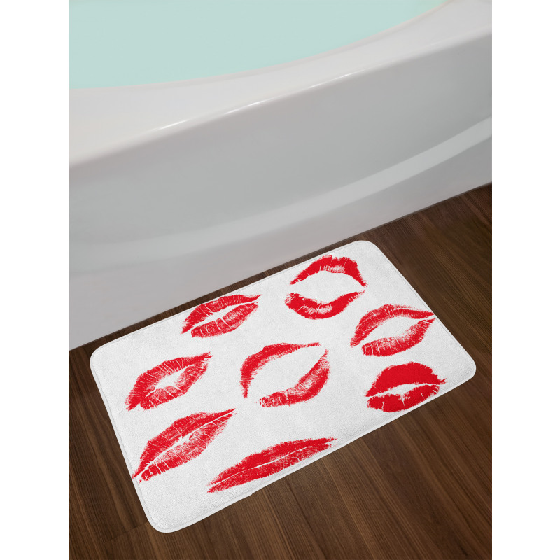 Different Red Kiss Marks Bath Mat