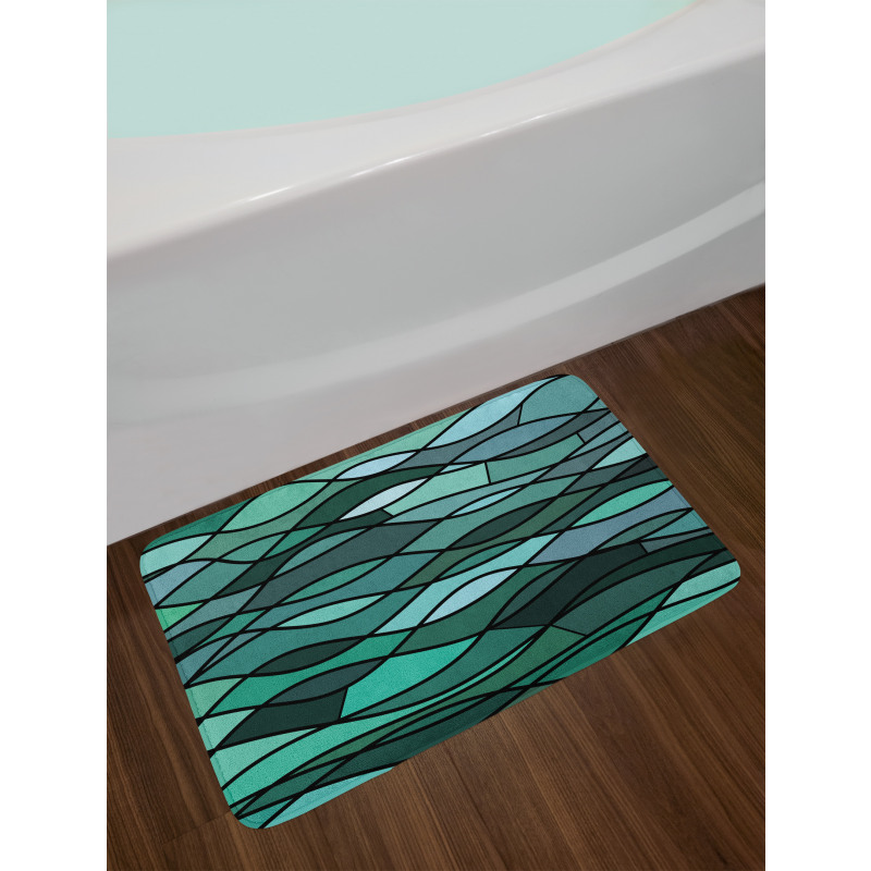 Mosaic Sea Waves Inspired Bath Mat