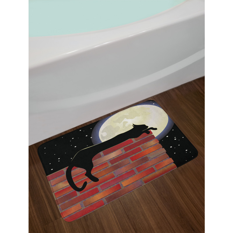 Sillhouette Cat Resting Bath Mat