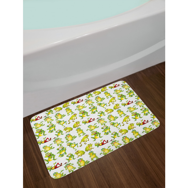 Frogs Different Poses Bath Mat