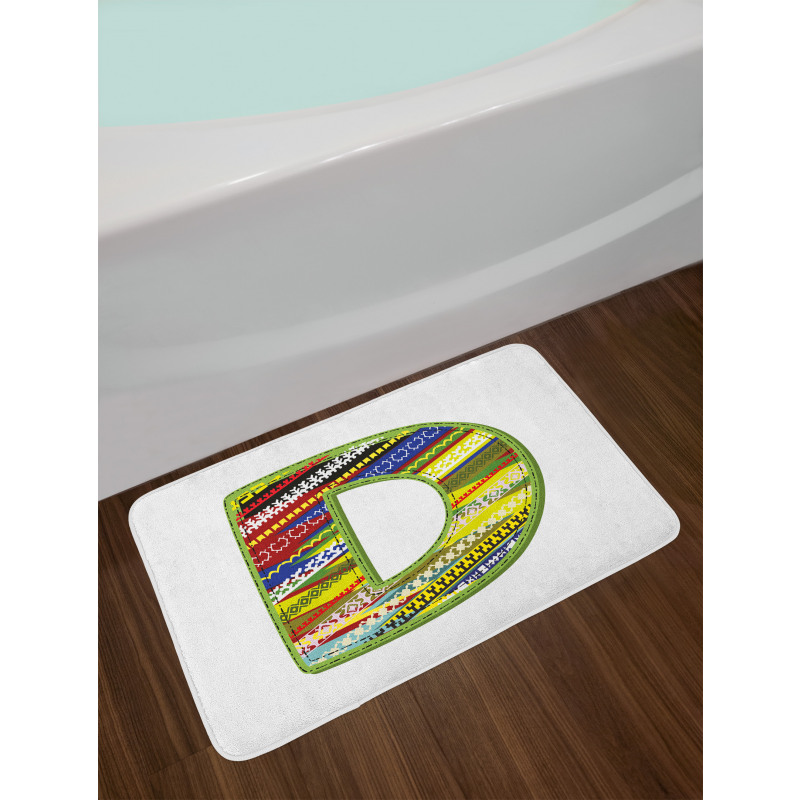 Letter Ornament Retro Bath Mat