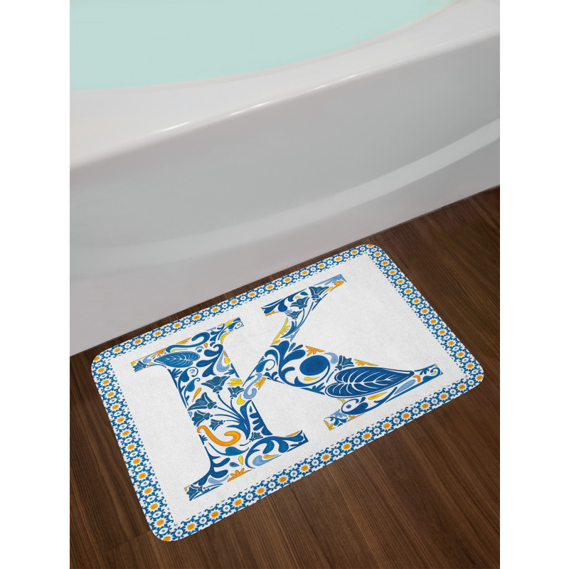 Leaves Blooms Initial Bath Mat