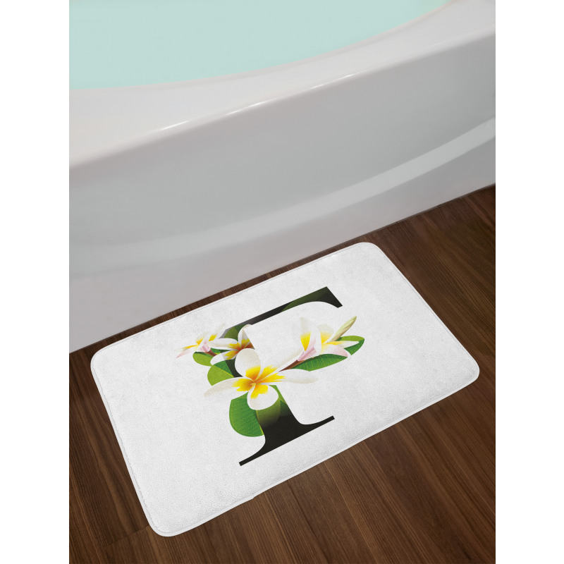 Frangipani Green Theme Bath Mat