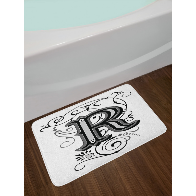 Antique R Typography Bath Mat