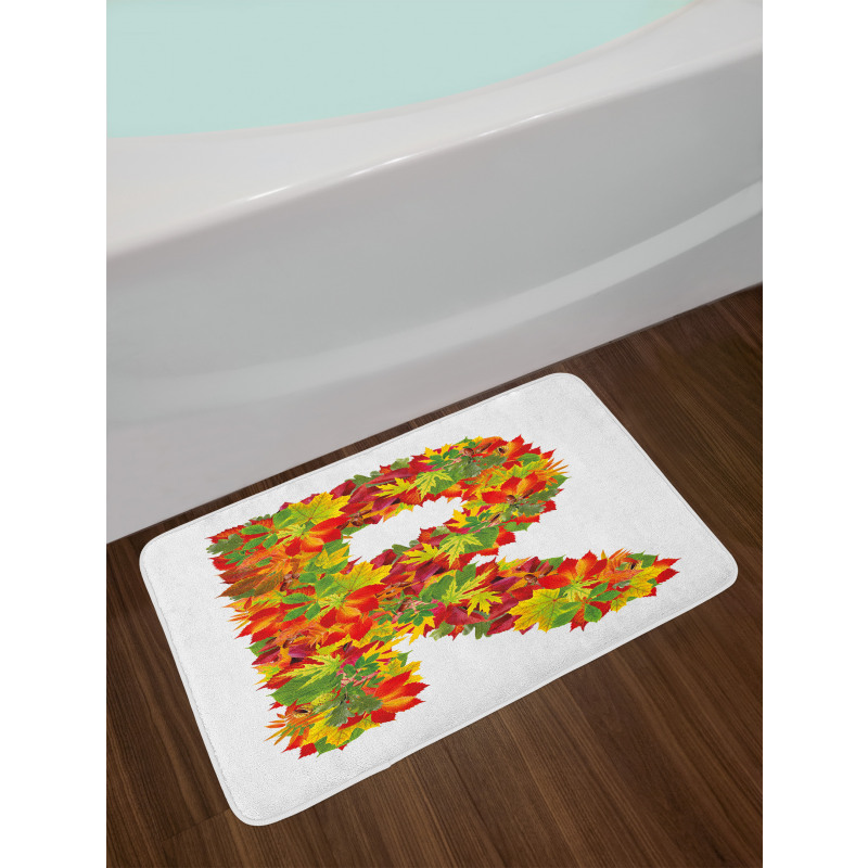 Floral R Maple Leaves Bath Mat