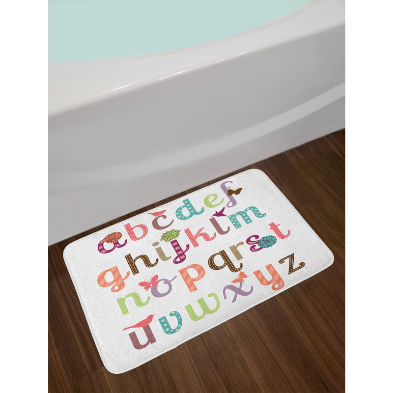 Girly Feminine Alphabet Bath Mat