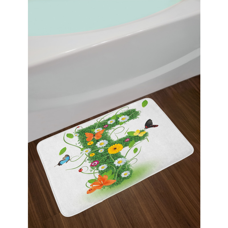 Animals and Flowers F Bath Mat