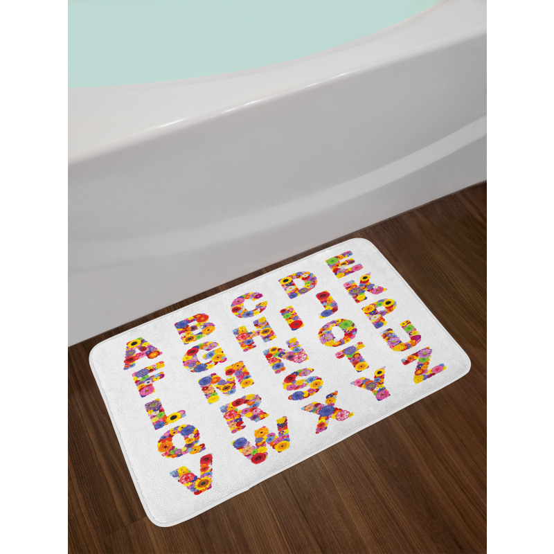 Colorful Flora Alphabet Bath Mat