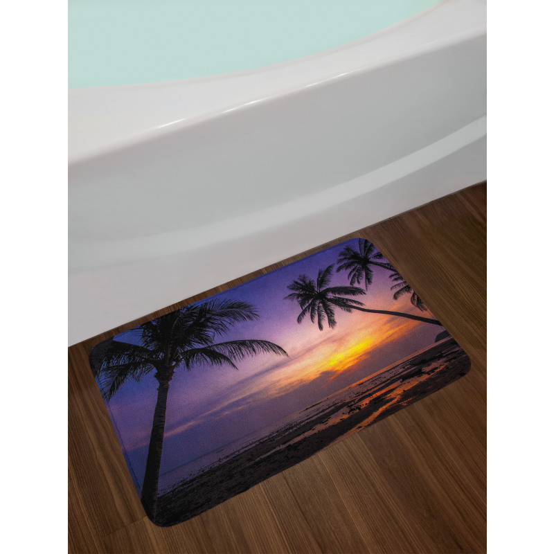 Vivid Twilight Palm Trees Bath Mat